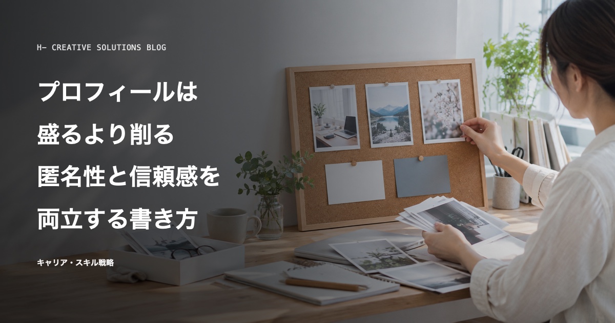 プロフィールは盛るより削る——匿名性と信頼感を両立する書き方 のアイキャッチ画像
