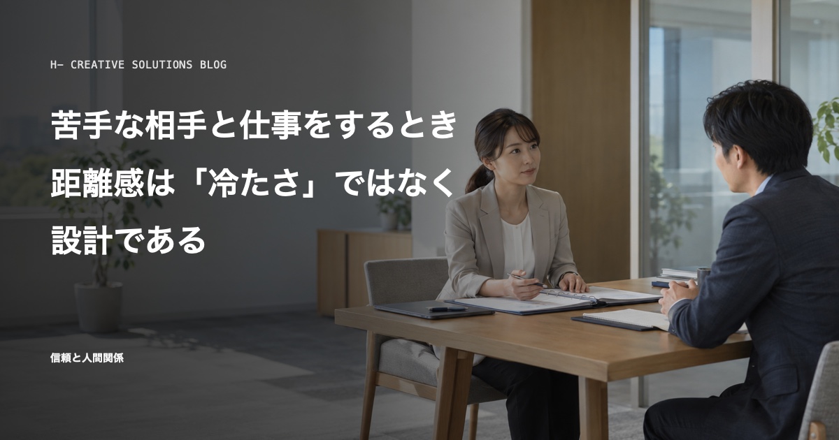 苦手な相手と仕事をするとき、距離感は「冷たさ」ではなく設計である のアイキャッチ画像