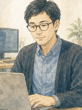 プログラマーを表す非実在人物の淡彩イラスト