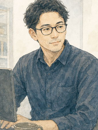 エンジニアを表す非実在人物の淡彩イラスト
